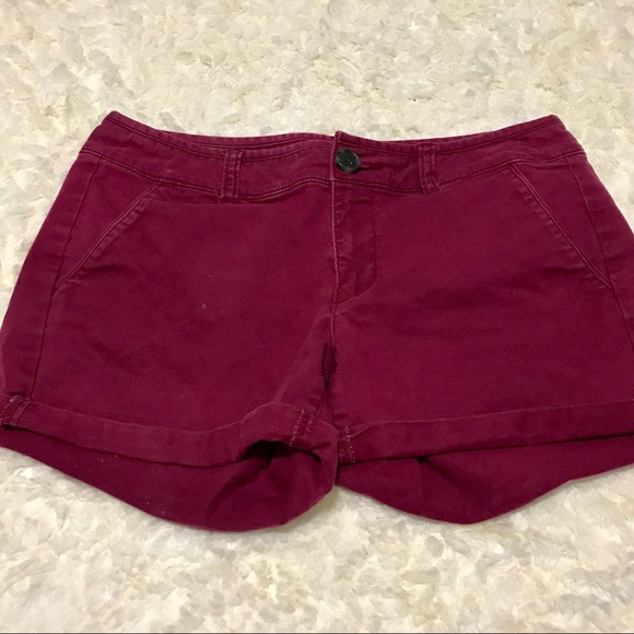 American Eagle Maroon Midi Shorts Size 2 - Picture 2 of 6